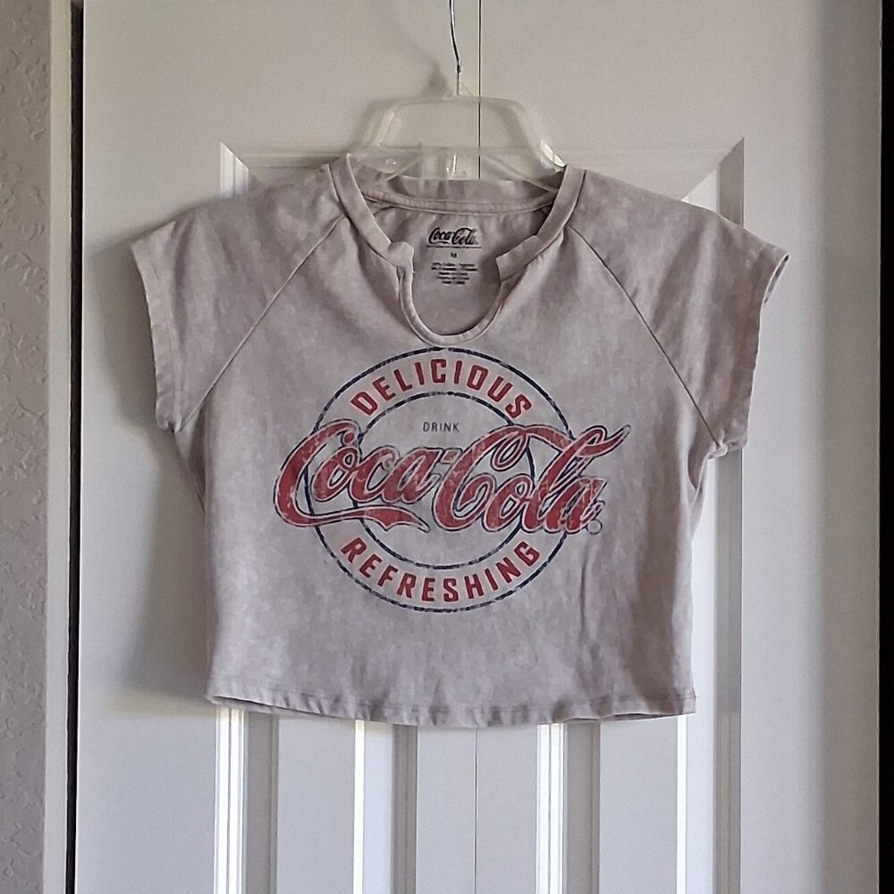 Coca Cola Gray Logo Crop Top Women's Size M